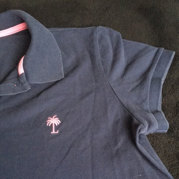 Lilly Pulitzer Shortsleeve Dark Navy Blue and Pink Polo - Picture 2 of 6